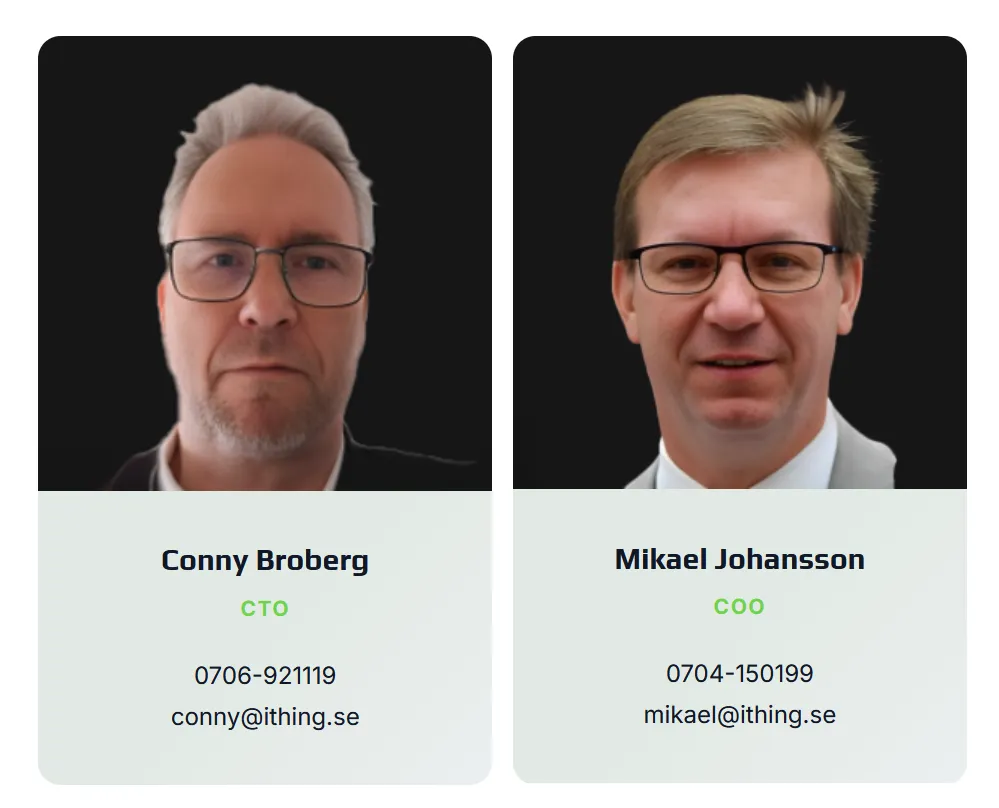 Conny Broberg, CTO och Mikael Johansson, COO på iThing AB